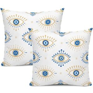 Evil Eye Throw Pillow Covers 18”x18” Boho Pillow Cases Decorative Sofa Couch